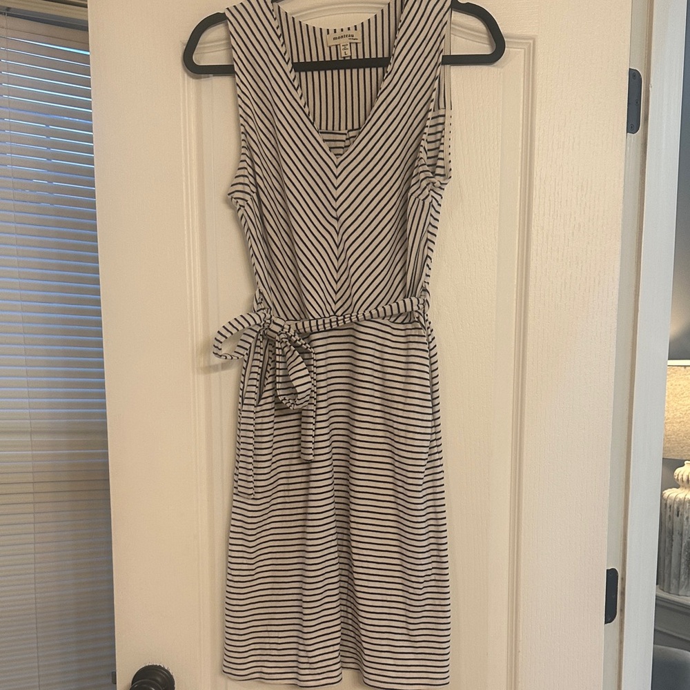 Striped Black and White Sleeveless Dress